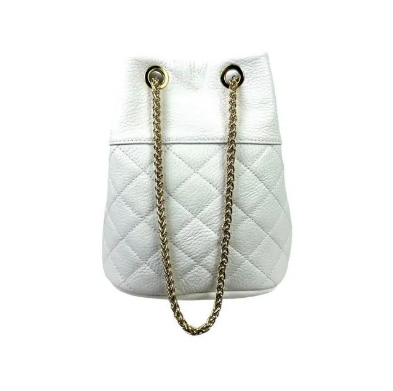 Bolso de Piel Italiana para Mujer con Asa de Cadena Dorada y Cierre de Botón - Imagen 7