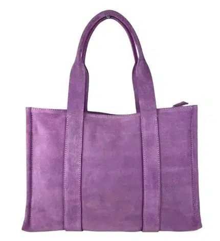 Bolso Shopper Piel de Serraje para Mujer con Bolsitos Interiores y Cremallera - Imagen 3
