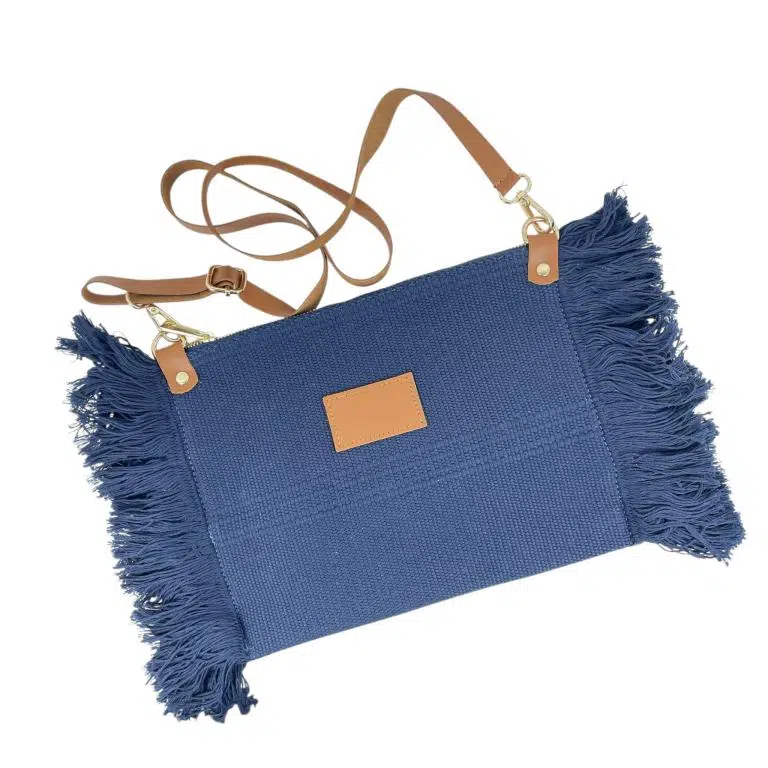 Bolso Bandolera de Algodón con Asas de Piel y Flecos Laterales para Mujer - Imagen 7