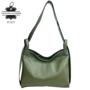 Bolso-Mochila Pequeño en Piel Italiana con Bolsillo Interno y Cierre de Cremallera para Mujer