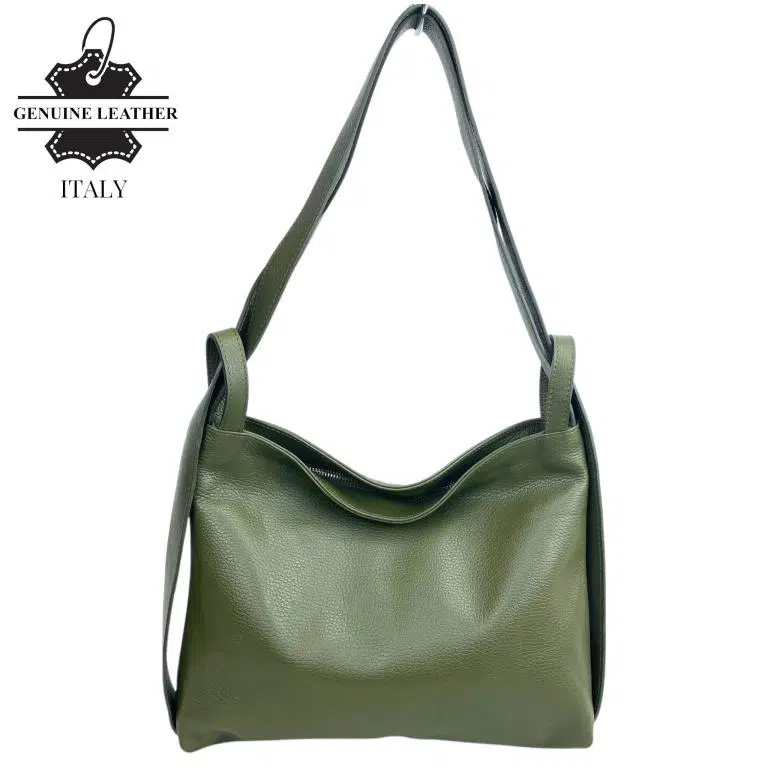 Bolso-Mochila Pequeño en Piel Italiana con Bolsillo Interno y Cierre de Cremallera para Mujer - Imagen 2