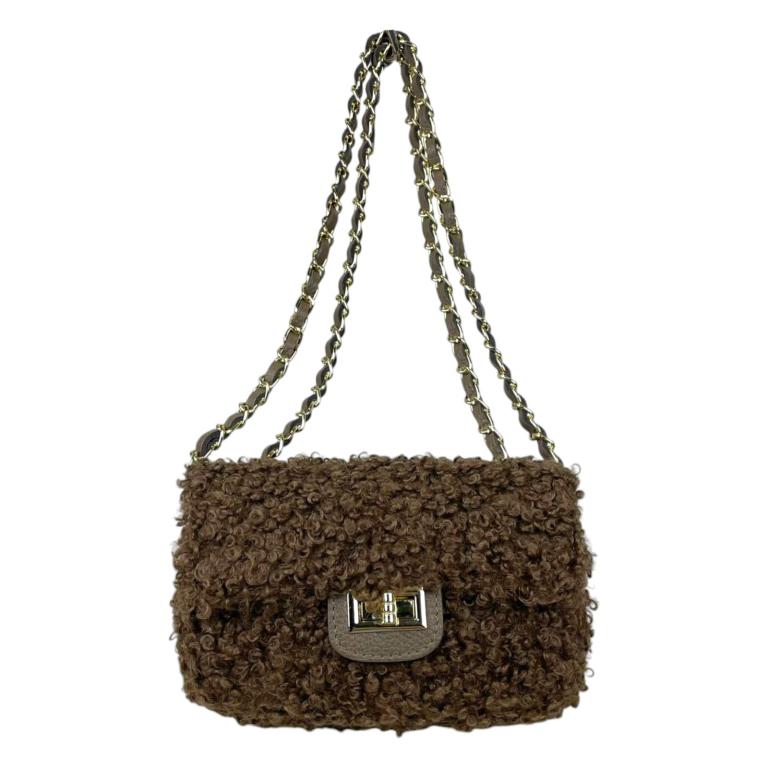 Bolso Bandolera de pelo sintetica para Mujer con Asas de piel - Imagen 3