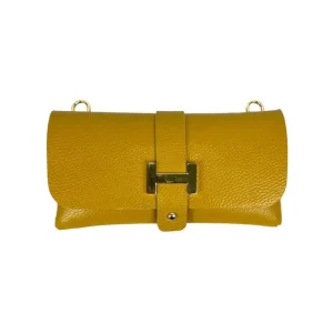 Bolso de Piel Italiano para Mujer con Diseño Dorado H y Asa Extraíble tipo Cadena