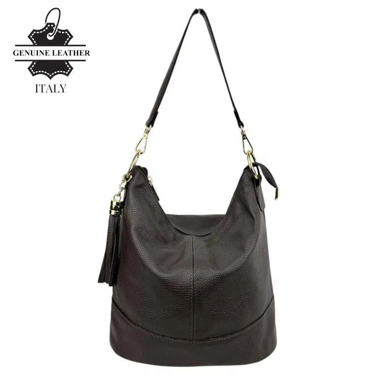 Bolso de Hombro en Piel con Bolsillo Trasero, Enganche Dorado y Asa Larga Mujer - Imagen 3