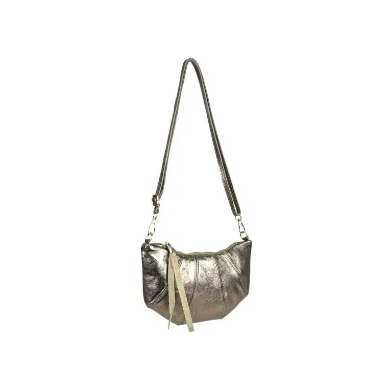 Bolso Bandolera de Mujer en Piel Italiana con Diseño Medialuna y Efecto Brillante - Imagen 4