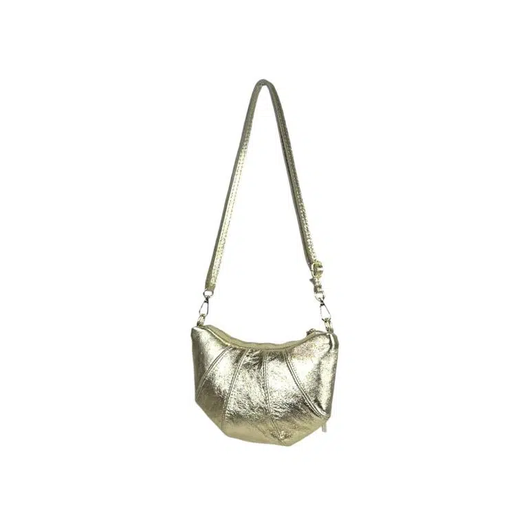 Bolso Bandolera de Mujer en Piel Italiana con Diseño Medialuna y Efecto Brillante - Imagen 5