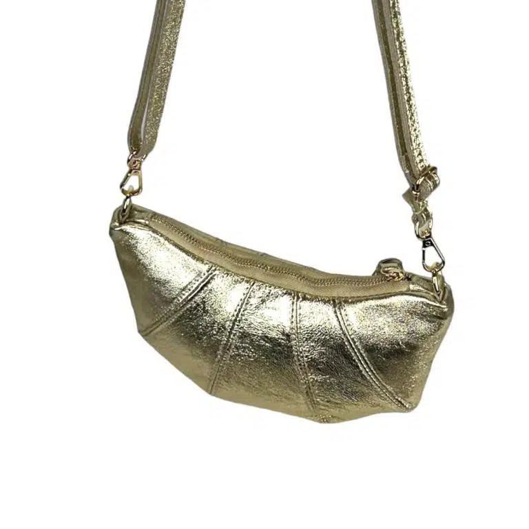 Bolso Bandolera de Mujer en Piel Italiana con Diseño Medialuna y Efecto Brillante - Imagen 6
