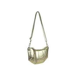 Bolso Bandolera de Mujer en Piel Italiana con Diseño Medialuna y Efecto Brillante