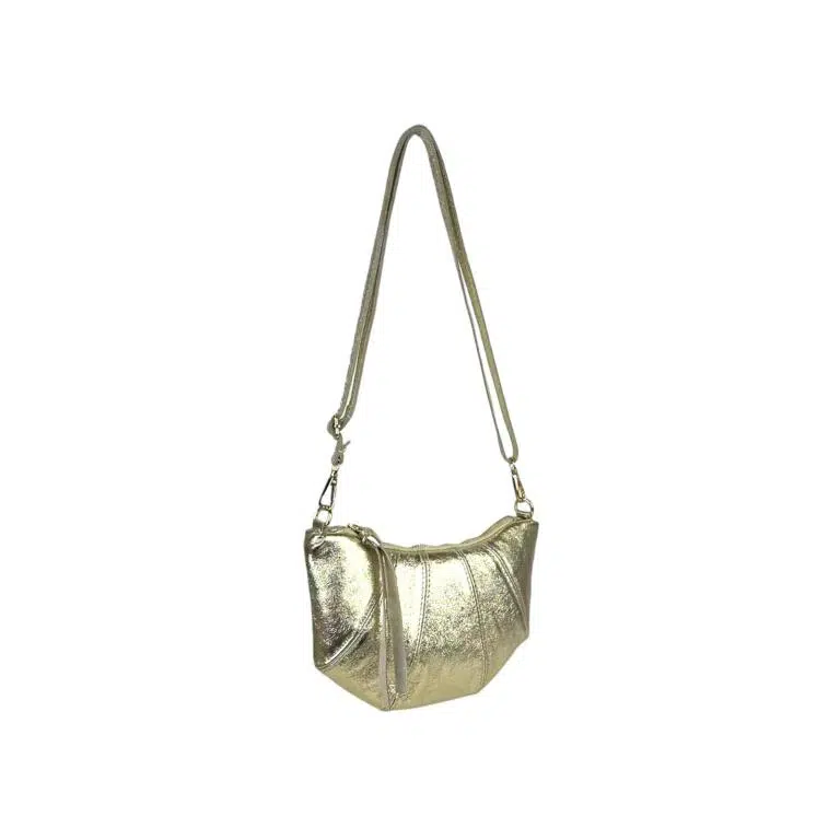 Bolso Bandolera de Mujer en Piel Italiana con Diseño Medialuna y Efecto Brillante - Imagen 2
