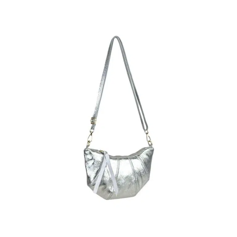 Bolso Bandolera de Mujer en Piel Italiana con Diseño Medialuna y Efecto Brillante - Imagen 3
