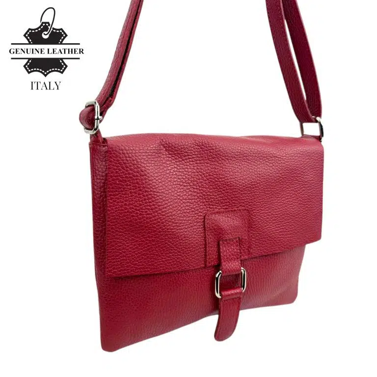 Bolso Bandolera de Piel Italiana con Solapa, Cremallera y Bolsillo Interior Mujer - Imagen 7