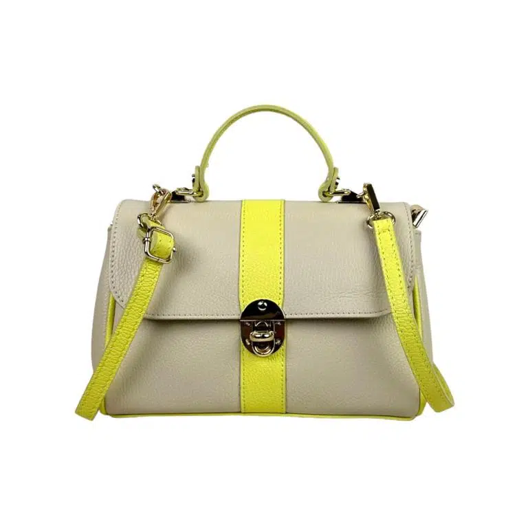 Bolso de Mano Bicolor en Piel Italiana con 2 Bolsillos con Cierre de Cremallera para Mujer - Imagen 6