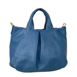 Bolso de Piel Italiana para Mujer con 2 Asas, Cremallera y Tira Bandolera