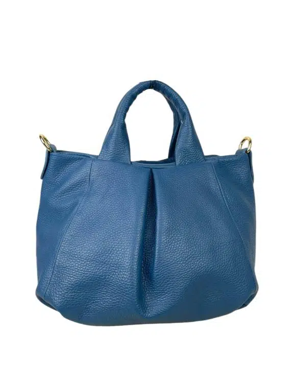 Bolso de Piel Italiana para Mujer con 2 Asas, Cremallera y Tira Bandolera