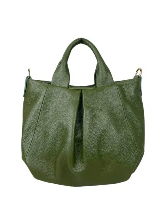 Bolso de Piel Italiana para Mujer con 2 Asas, Cremallera y Tira Bandolera - Imagen 7