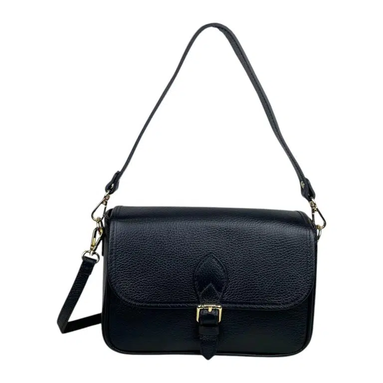 Bolso Bandolera de Piel Italiana con Asa Corta y Bolsillo Trasero para Mujer - Imagen 4