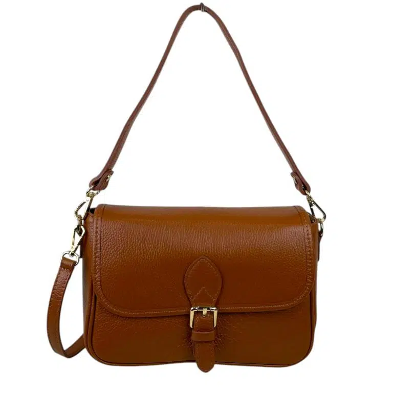 Bolso Bandolera de Piel Italiana con Asa Corta y Bolsillo Trasero para Mujer - Imagen 3
