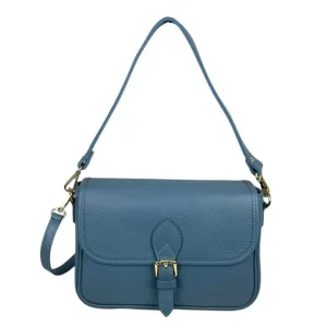 Bolso Bandolera de Piel Italiana con Asa Corta y Bolsillo Trasero para Mujer