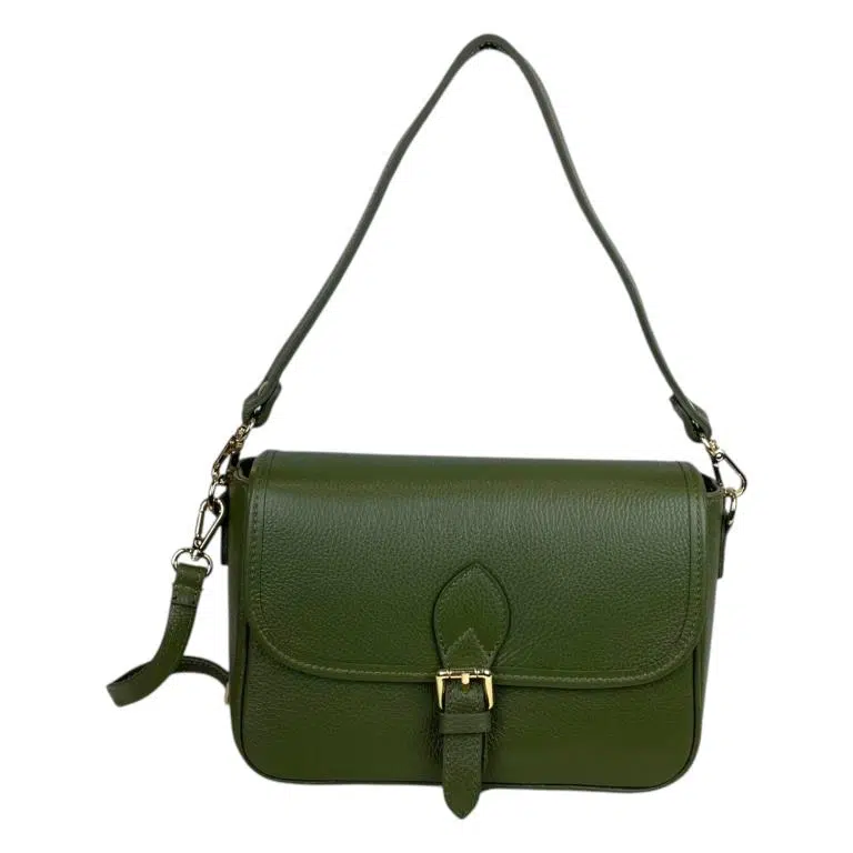 Bolso Bandolera de Piel Italiana con Asa Corta y Bolsillo Trasero para Mujer - Imagen 8