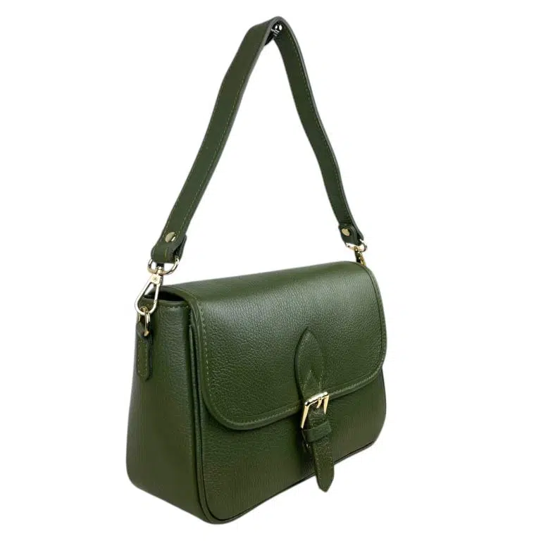Bolso Bandolera de Piel Italiana con Asa Corta y Bolsillo Trasero para Mujer - Imagen 9