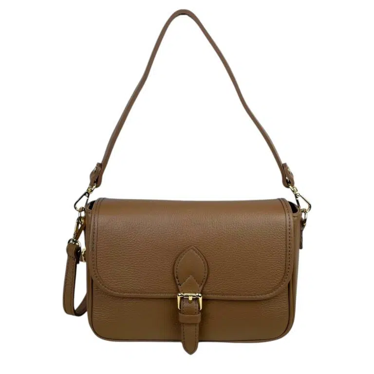 Bolso Bandolera de Piel Italiana con Asa Corta y Bolsillo Trasero para Mujer - Imagen 6