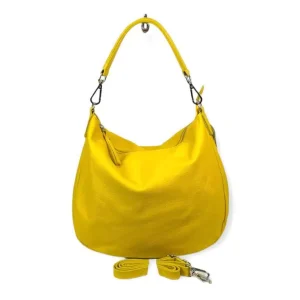 Bolso de Hombro en Piel Italiana con Asa Extraíble y Bolsillos Internos para Mujer