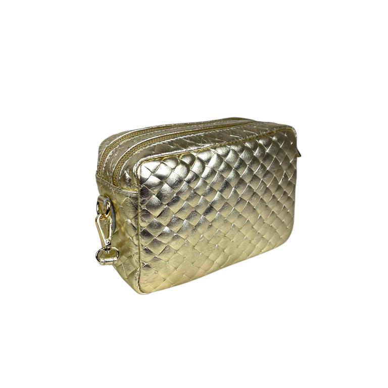 Bolso Bandolera de Mujer en Piel Italiana con Efecto Brillante y 2 Bolsillos con Cremallera - Imagen 3