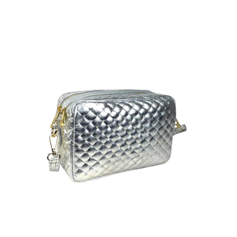 Bolso Bandolera de Mujer en Piel Italiana con Efecto Brillante y 2 Bolsillos con Cremallera - Imagen 5