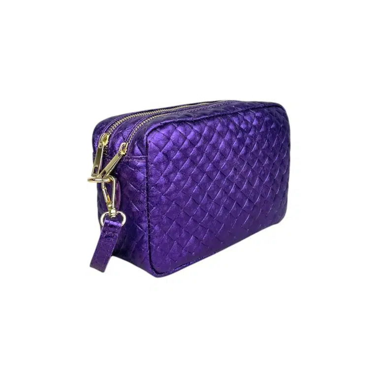 Bolso Bandolera de Mujer en Piel Italiana con Efecto Brillante y 2 Bolsillos con Cremallera - Imagen 6