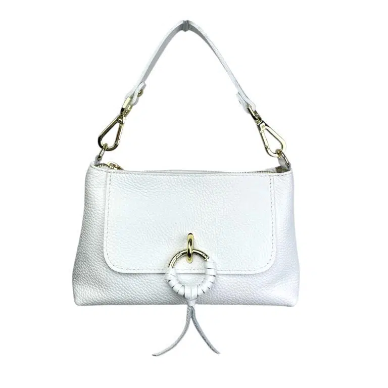 Bolso de Mano en Piel Italiana con Tira Bandolera, Frontal Decorativo y Cremallera para Mujer - Imagen 5