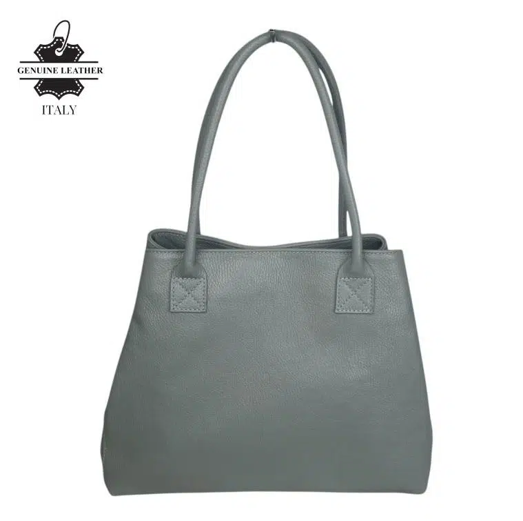 Bolso de Hombro en Piel Italiana para Mujer con Gran Capacidad y Tiras Laterales con Botón - Imagen 9