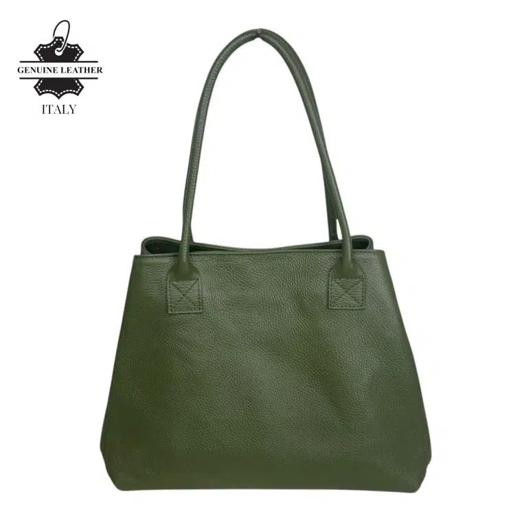 Bolso de Hombro en Piel Italiana para Mujer con Gran Capacidad y Tiras Laterales con Botón - Imagen 6