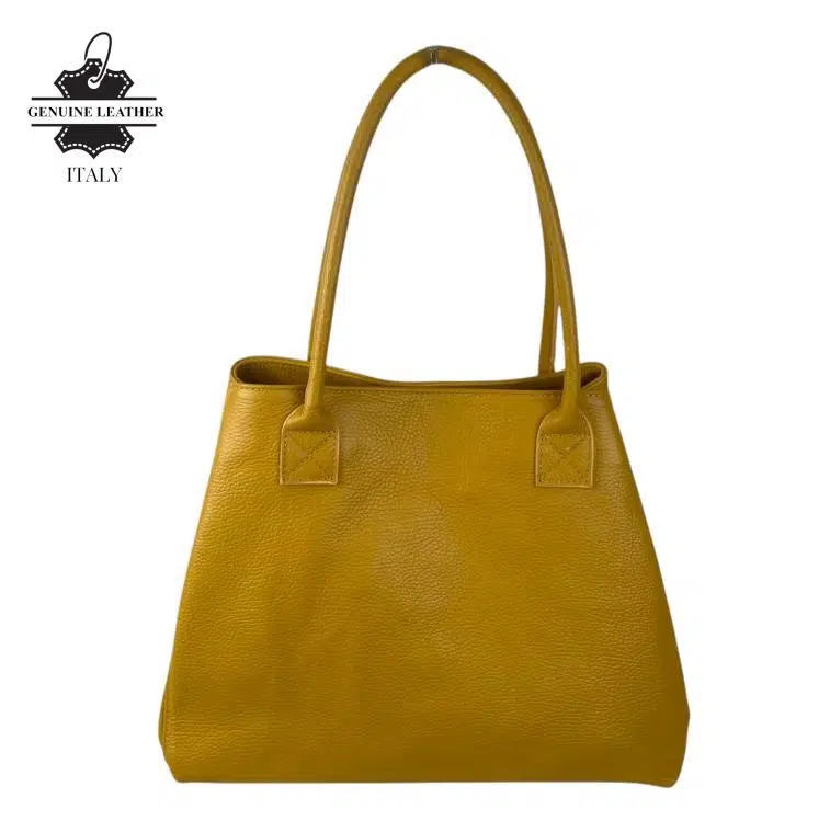 Bolso de Hombro en Piel Italiana para Mujer con Gran Capacidad y Tiras Laterales con Botón - Imagen 3
