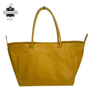 Bolso de Hombro en Piel Italiana para Mujer con Gran Capacidad y Tiras Laterales con Botón