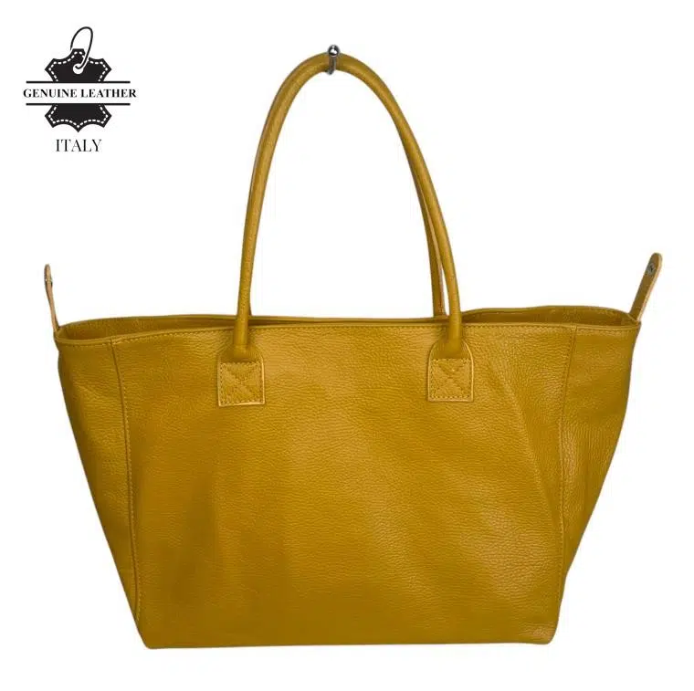 Bolso de Hombro en Piel Italiana para Mujer con Gran Capacidad y Tiras Laterales con Botón - Imagen 2