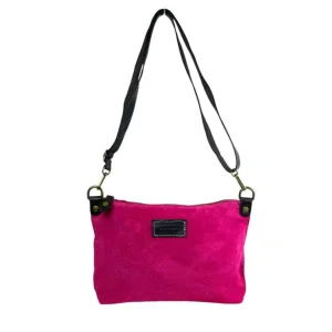 Bolso Bandolera en Piel de Serraje Italiana con Cierre de Cremallera y Bolsillo Interno para Mujer