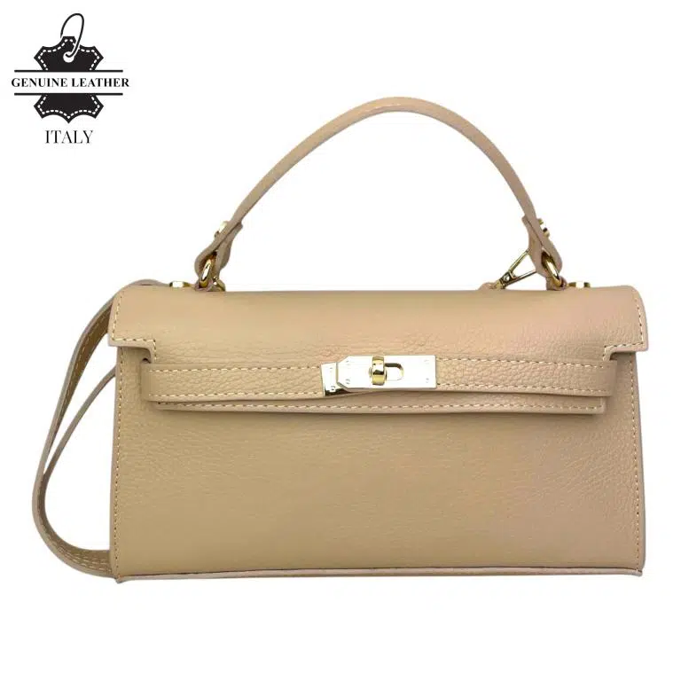Bolso de Mano en Piel Italiana para Mujer con Asa Corta, Tira Bandolera y Solapa de Giro - Imagen 3