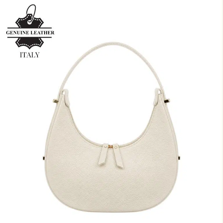 Bolso de Mano en Piel Italiana con Diseño Medialuna, Asa Ajustable y 2 Cremalleras Mujer - Imagen 6