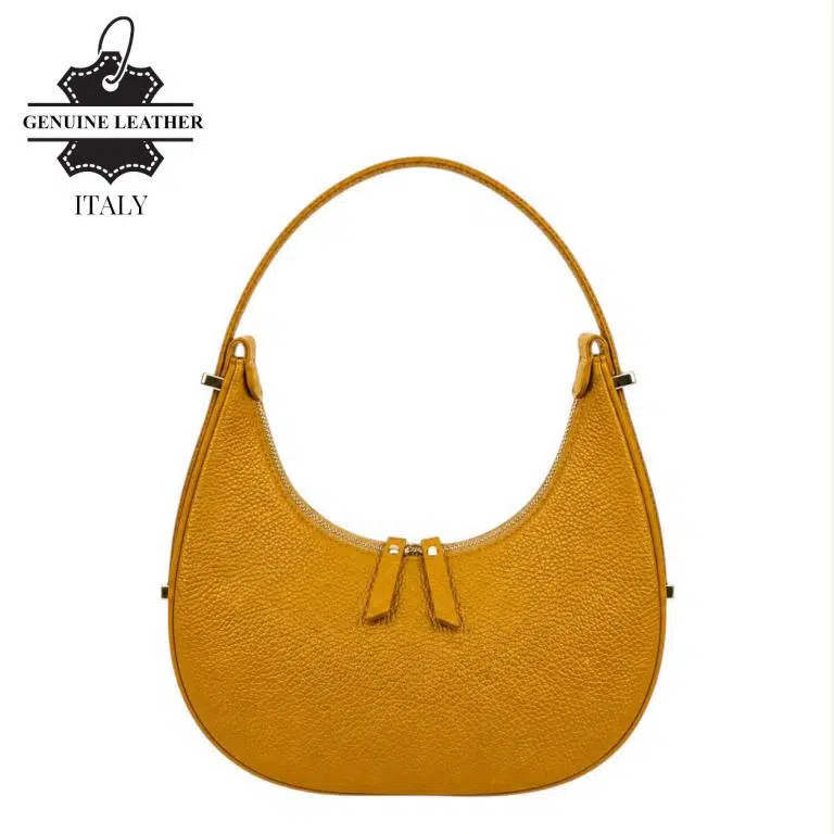 Bolso de Mano en Piel Italiana con Diseño Medialuna, Asa Ajustable y 2 Cremalleras Mujer - Imagen 8