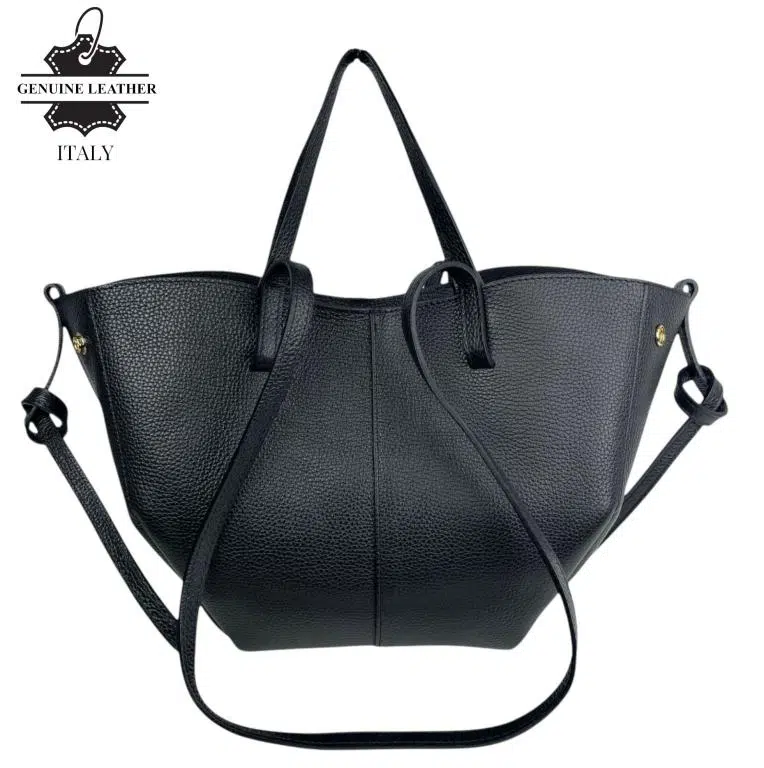 Bolso Grande de Piel Italiana con Gran Calidad, 2 Formas y Neceser Extra para Mujer - Imagen 4