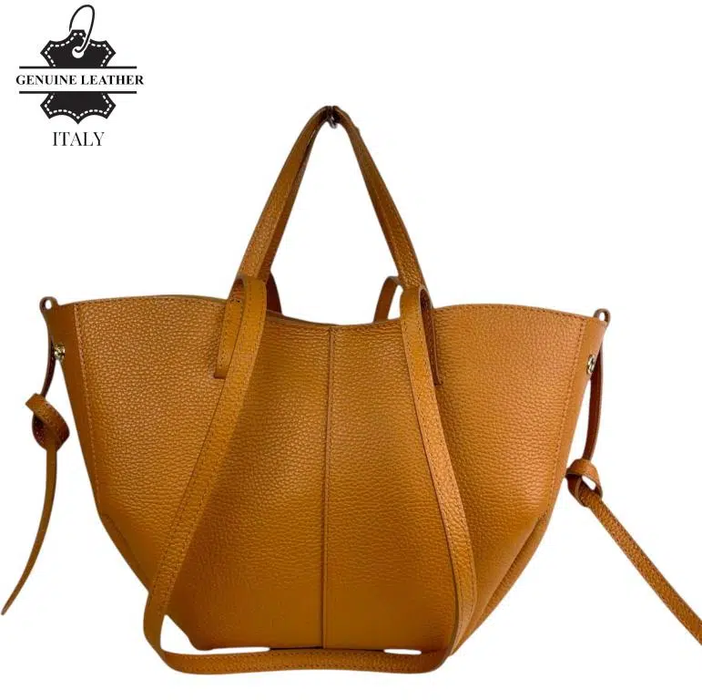 Bolso Grande de Piel Italiana con Gran Calidad, 2 Formas y Neceser Extra para Mujer - Imagen 5