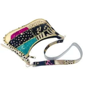 Bolso de Hombro en Piel Artesanal Estilo Patchwork Hippie Mujer con Diseño Único