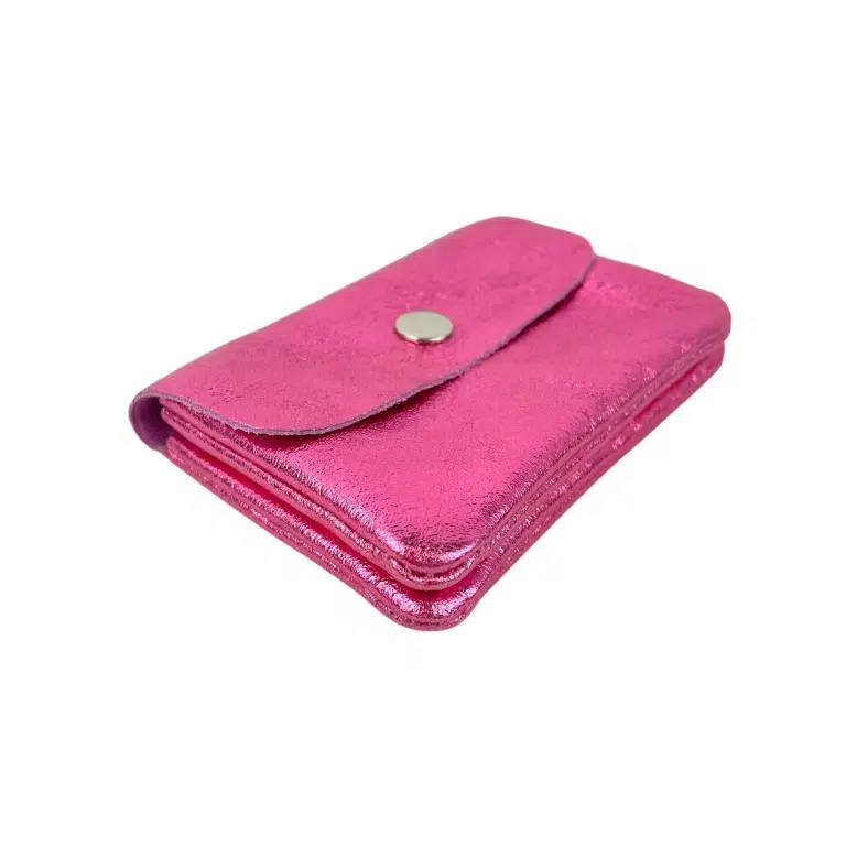 Monedero Compacto Efecto Brillante en Piel Italiana con 3 compartimentos para Mujer - Imagen 8