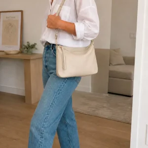 Bolso de Hombro en Piel Italiana para Mujer con Asa Ajustable tipo Cinturón y Multiforma