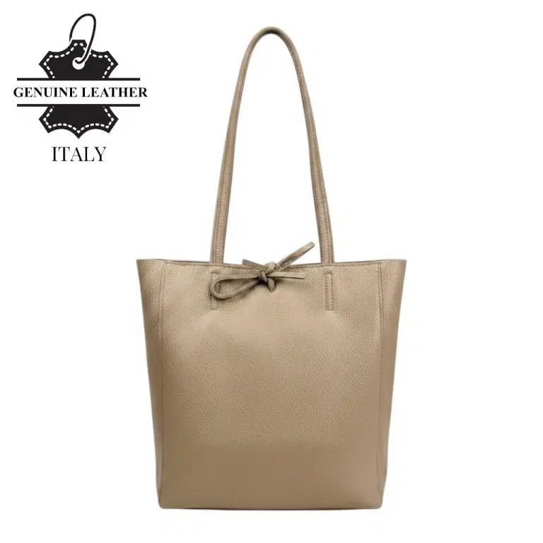 Bolso de Mano tipo Shopper en Piel Italiana para Mujer con Asas Largas y Cierre de Cremallera - Imagen 4