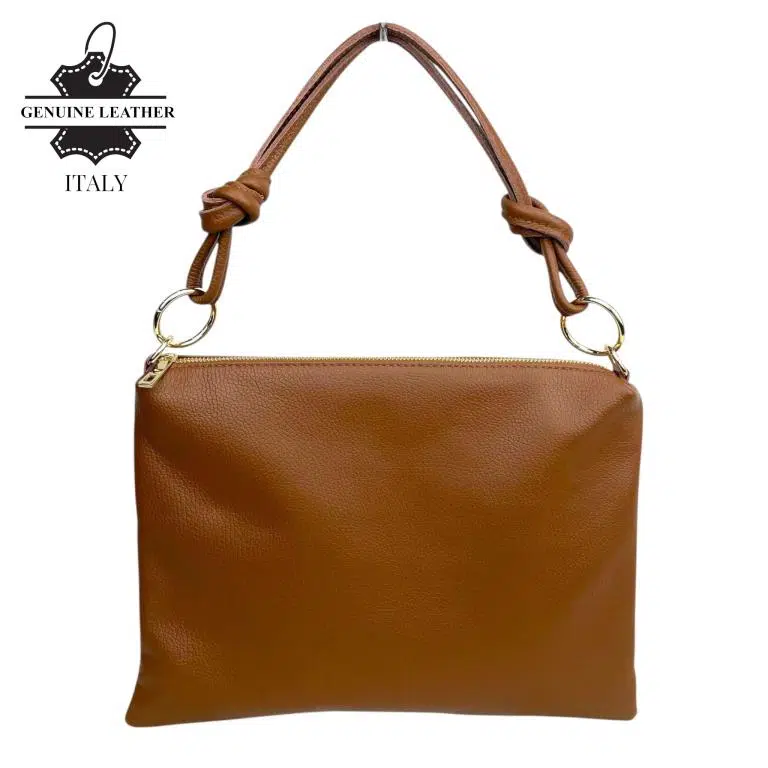 Bolso de Mano en Piel Italiana con Cierre de Cremallera, Bolsillo Interno y Gran Calidad para Mujer - Imagen 9