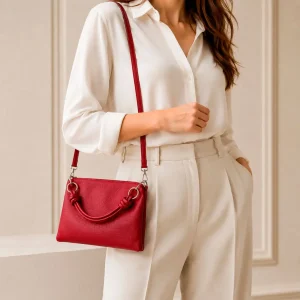 Bolso de Mano en Piel Italiana con Cierre de Cremallera, Bolsillo Interno y Gran Calidad para Mujer
