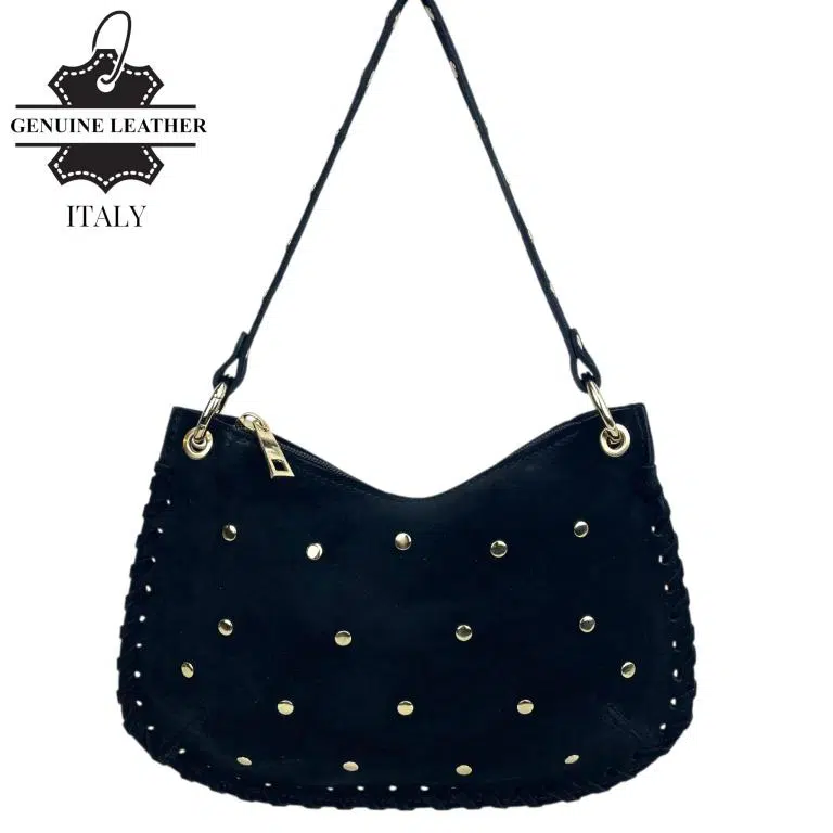 Bolso de Mano semiredonda en Piel Serraje con Tachuelas mujer - Imagen 6