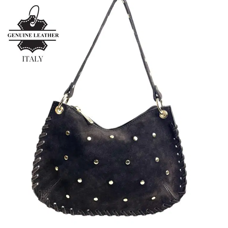 Bolso de Mano semiredonda en Piel Serraje con Tachuelas mujer - Imagen 7
