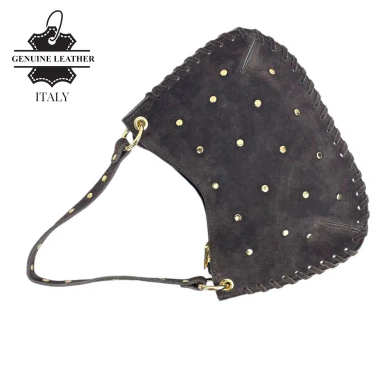 Bolso de Mano semiredonda en Piel Serraje con Tachuelas mujer - Imagen 9